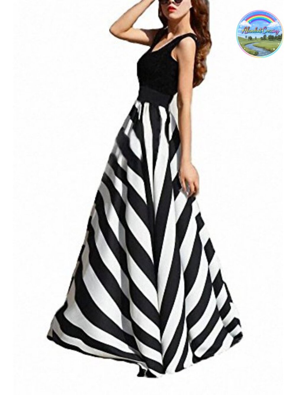 Women Chiffon Floor Length Maxi Skirt High Waist Big Hem Beach